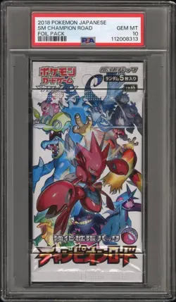 PSA 10 Gem Mint 2018 Pokemon Japanese Sun & Moon Champion Road Foil Booster Pack - Image 1