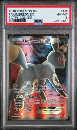 2016 Pokemon - XY Fates Collide - Umbreon EX 119/124 Full Art - PSA 8 - Image 1