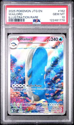 2025 POKEMON JTG EN-JOURNEY TOGETHER ILLUSTRATION RARE #162 WAILORD PSA 10 - Image 1