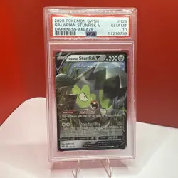 Pokemon 2020 Darkness Ablaze Galarian Stunfisk V #128 PSA 10 - Image 1