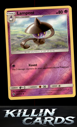 Reverse Holofoil Lampent 102/214 Pokemon Uncommon SM - Lost Thunder Card NM - Image 1