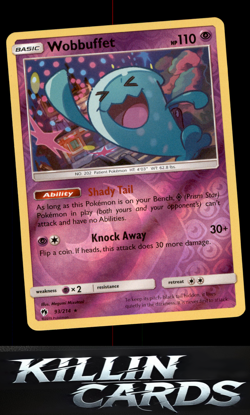 Reverse Holofoil Wobbuffet 93/214 Pokemon Rare SM - Lost Thunder Card NM - Image 1