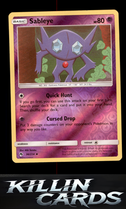 Reverse Holofoil Sableye 96/214 Pokemon Uncommon SM - Lost Thunder Card NM - Image 1