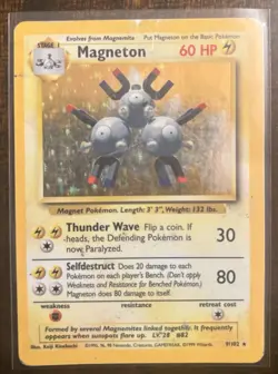 Pokemon TCG Magneton Base Set Holo Unlimited Rare Card 9/102 WOTC - Image 1