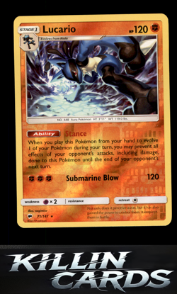 Reverse Holofoil Lucario 71/147 Pokemon Holo Rare SM - Burning Shadows Card NM - Image 1