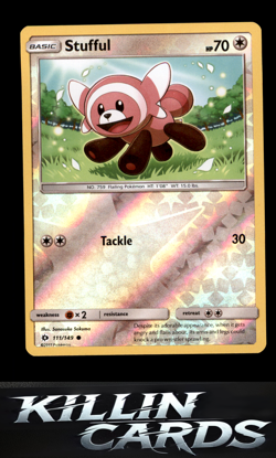 Reverse Holofoil Stufful 111/149 Pokemon Common SM Base Set Card NM - Image 1