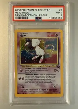 PSA 9 MINT Mew 2000 WOTC Black Star Promo 9 Holo League Pokemon Card Big Swirl - Image 1