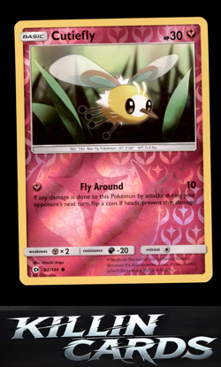 Reverse Holofoil Cutiefly 92/149 Pokemon Common SM Base Set Card NM - Image 1
