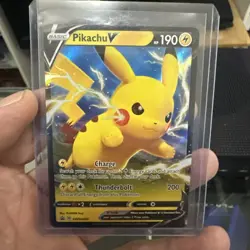 Pokemon TCG Pikachu v SWSH061 Full Art Holo Card Sword and Shield Promo - Image 1