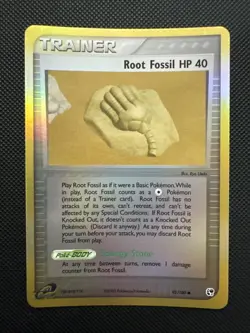Root Fossil 92/100 Sandstorm Reverse Holo Pokemon - Image 1