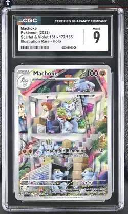 Pokemon TCG Machoke 2023 SV3.5 151 MEW Illustration Rare Holo 177/165 CGC MINT 9 - Image 1