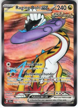 Raging Bolt ex - 196/162 Pokemon SV05: Temporal Forces Holo Ultra Rare NM - Image 1