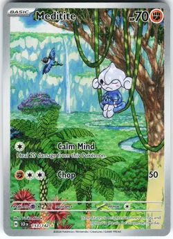 Meditite - 153/142 Pokemon SV07: Stellar Crown Holo Illustration Rare NM - Image 1