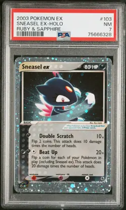 2003 POKEMON EX RUBY & SAPPHIRE #103 SNEASEL EX-HOLO PSA 7 - Image 1
