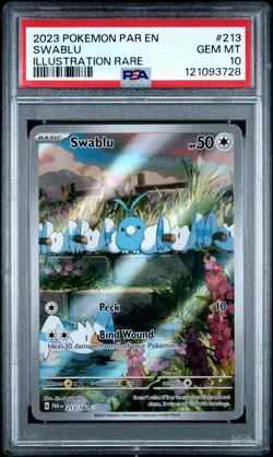 2023 POKEMON PAR EN-PARADOX RIFT ILLUSTRATION RARE #213 SWABLU PSA 10 - Image 1