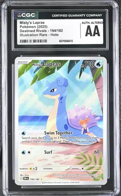 2025 Pokemon TCG Misty's Lapras 194/182 Destined Rivals Illustration Rare CGC AA - Image 1