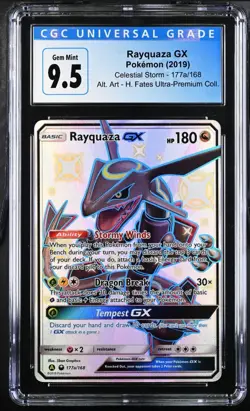 CGC 10 Gem Mint Rayquaza GX 177a/168 Alternate Art Promo Pokemon Blue Label 9.5 - Image 1