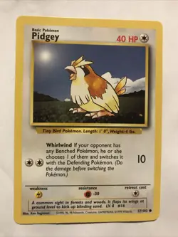 Pokemon TCG Pidgey Base Set 57/102 Regular Unlimited Common Card - Image 1
