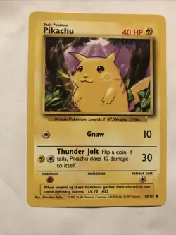 Pokemon TCG Pikachu Base Set 58/102 Regular Unlimited Common Card - Image 1