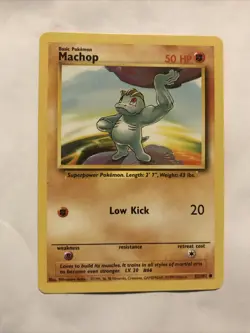 Pokemon TCG Machop Base Set 52/102 Regular Unlimited Common Card - Image 1