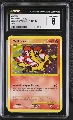 CGC 8 Moltres 2009 Supreme Victors 149/147 Holo Pokemon Card - Image 1