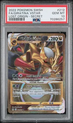 POKEMON CARD - GIRATINA VSTAR 212/196 LOST ORIGIN SECRET RARE GOLD PSA 10 GEM - Image 1