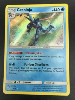 Greninja HOLO ULTRA RARE 9/18 SM Detective Pikachu SHINY Pokemon Card NM 2019 - Image 1