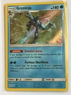 Greninja HOLO ULTRA RARE 9/18 SM Detective Pikachu SHINY Pokemon Card NM 2019 - Image 3