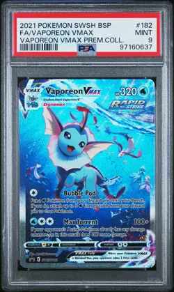 2021 POKEMON SWSH BLACK STAR PROMO #182 FULL ART/VAPOREON VMAX PSA 9 - Image 1