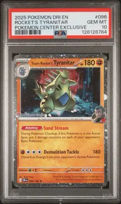 Team Rocket's Tyranitar (Pokemon Center Exclusive) 096/182 PSA 10 - Image 1