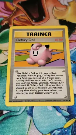 Clefairy Doll 70/102 Base Set Rare Pokemon Trainer Card LP - Image 1