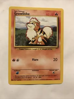 Pokemon TCG Growlithe Base Set 28/102 Regular Unlimited Uncommon Card - Image 1