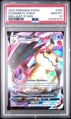 2022 POKEMON SWORD & SHIELD BRILLIANT STARS #069 FULL ART/MIMIKYU VMAX PSA 10 - Image 1