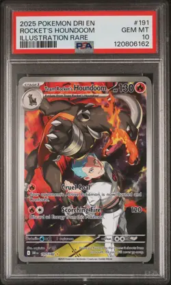 2025 POKEMON DRI EN-DESTINED RIVALS #191 TEAM ROCKET'S HOUNDOOM PSA 10 - Image 1