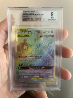 Pokemon BGS 9 2019 SUN & MOON COSMIC ECLIPSE #260 NAGANADEL & GUZZLORD GX SCR - Image 1