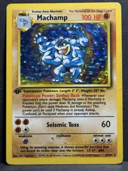 Pokemon TCG Machamp Holo 1st Edition Base Set #8/102 Holo Rare HP - Image 1