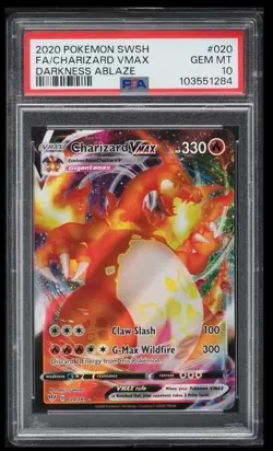 Charizard VMAX Full Art Holo PSA 10 Gem Mint 20/189 2020 Pokemon Darkness Ablaze - Image 1