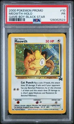 PSA 1 Meowth Holo Black Star Promo #10 Gameboy 2002 Pokemon WoTC PR - Image 1