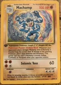 (1st Edition) 1999 Machamp #8/102 Holo MP Rare Pokemon Base Set Vintage WOTC - Image 1