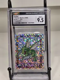 1998 Pokemon Merlin Series 1 Sticker Scyther Special Glitter #S19 CGC 9.5 - Image 1