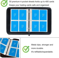 Elegant Faux Leather Trading Card Binder - Holds 400 Cards in 50 Sleeves - Image 5