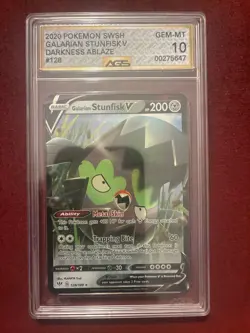 Pokemon TCG Darkness Ablaze Galarian Stunfisk V Card AGS 10 - Image 1