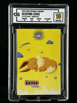 Sleeping Eevee CG Pristine 10 Card Database Let’s Go CGC PSA Pokemon 2025 - Image 1