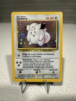Pokemon TCG Clefairy Base Set Holo Unlimited Rare Card 5/102 NM/M Condition - Image 1