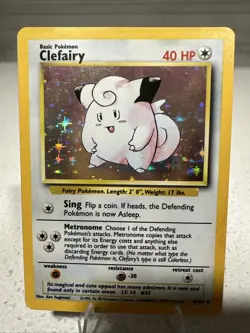 Pokemon TCG Clefairy Base Set Holo Unlimited Rare Card 5/102 NM/M Condition - Image 5