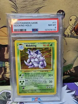 1999 Pokemon Base Set UNLIMITED #11 NIDOKING-HOLO PSA 8 - Image 1