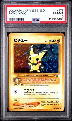 2000 POKEMON JPN NEO #172 PICHU-HOLO PSA 8 - Image 1