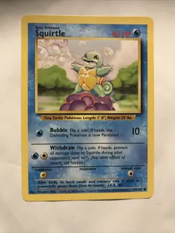 Pokemon TCG Squirtle Base Set 63/102 Regular Common Card - Image 1