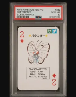1996 POKEMON RED POKER CARD #012 BUTTERFREE PSA 10 GEM MINT 2 OF DIAMONDS - Image 1