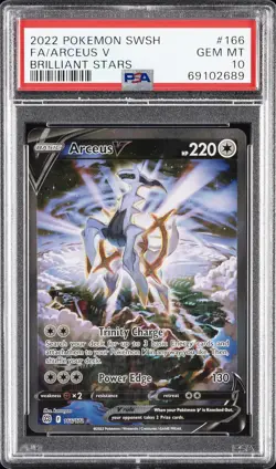 2022 POKEMON SWORD & SHIELD BRILLIANT STARS #166 FULL ART/ARCEUS V PSA 10 - Image 1